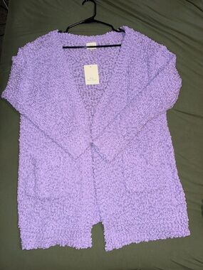 Lavender Cozy Knit Women's Sweater Cardigan size M NWOT